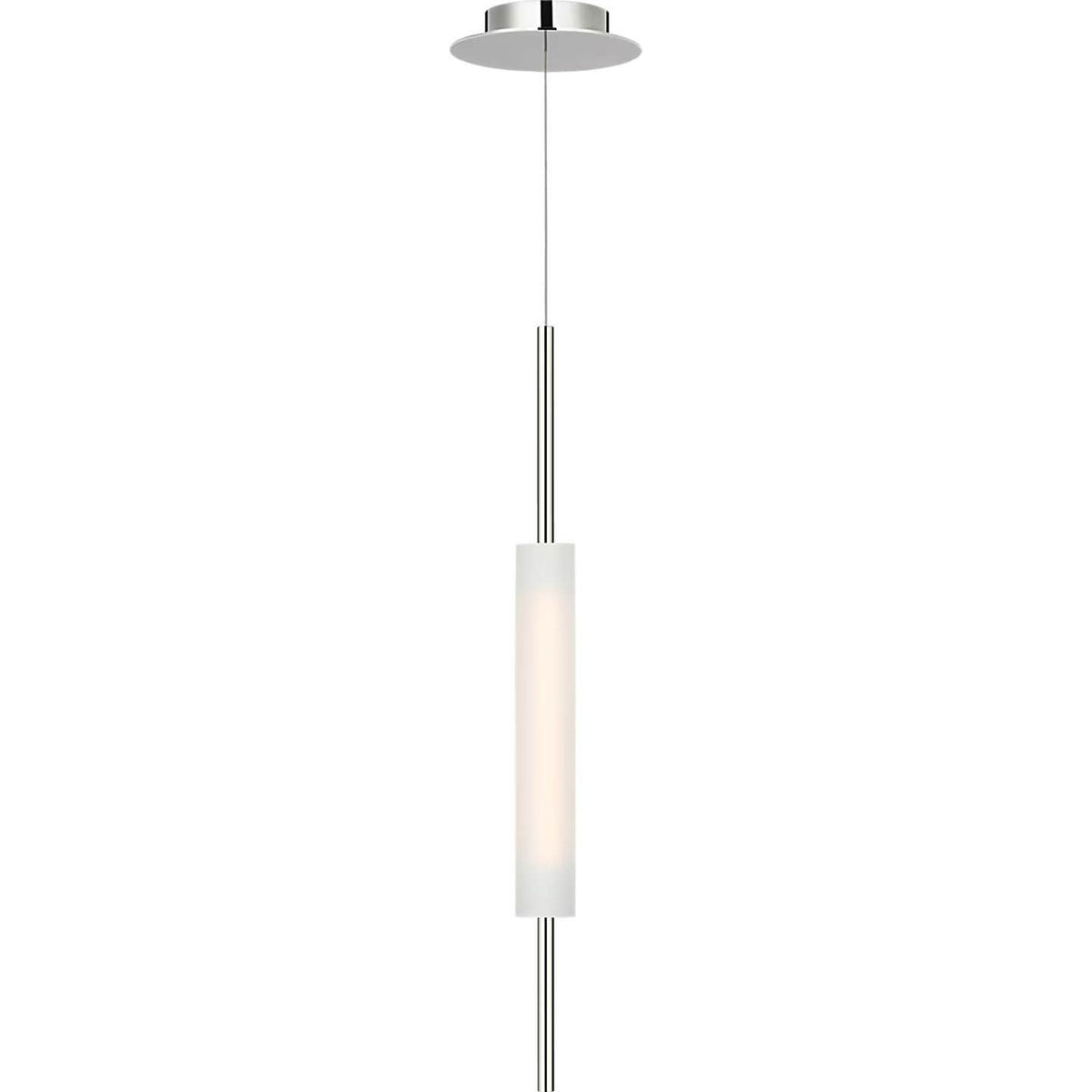 Barbara Barry Windchime 3" Single Pendant in Polished Nickel with Soft Etched Glass W2.5"