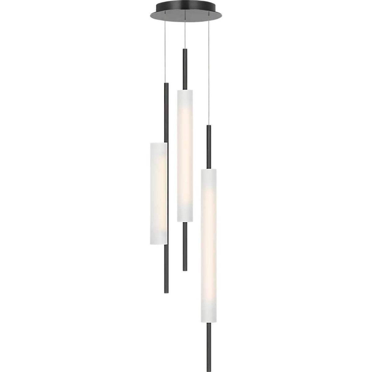 Barbara Barry Windchime 12" 3 Light Chandelier in Bronze with Soft Etched Glass W11.25"