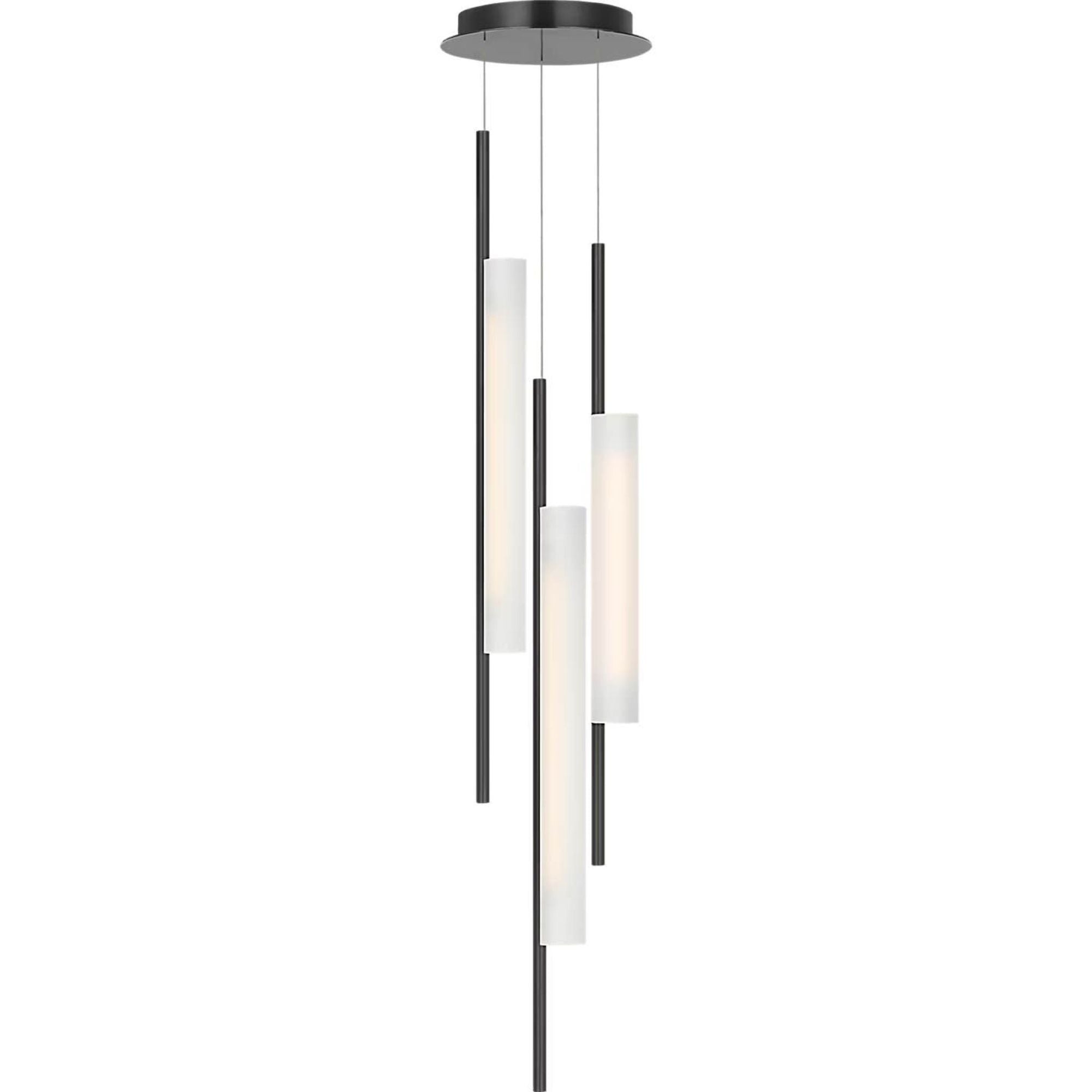 Barbara Barry Windchime 12" 3 Light Chandelier in Bronze with Soft Etched Glass W11.25"