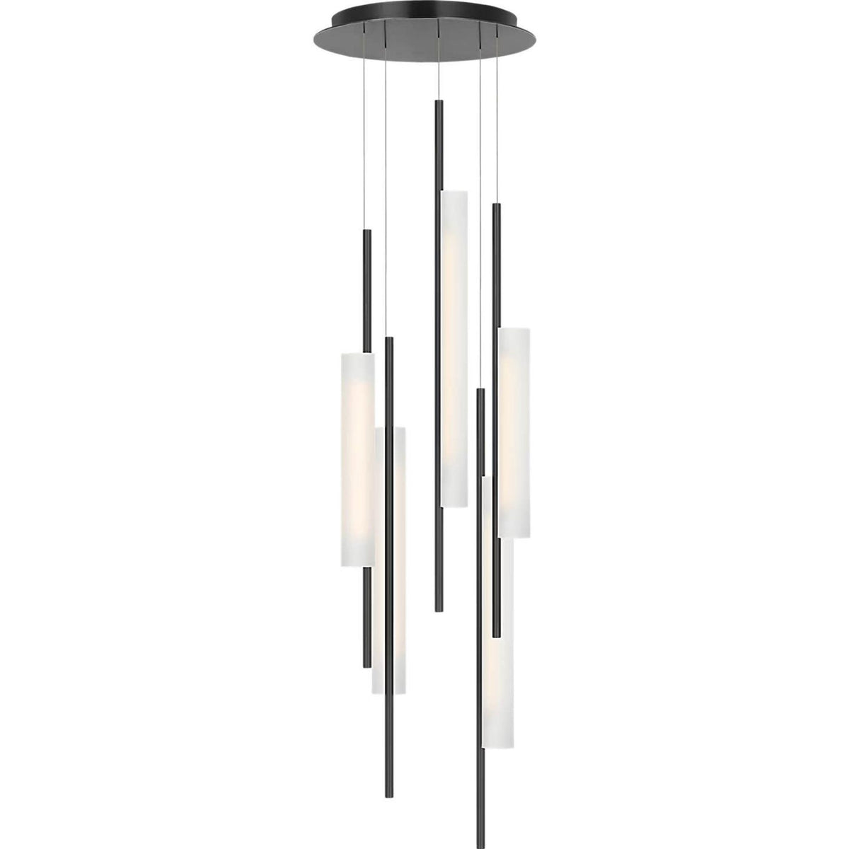 Barbara Barry Windchime 17" 5 Light Chandelier in Bronze with Soft Etched Glass W17.25"