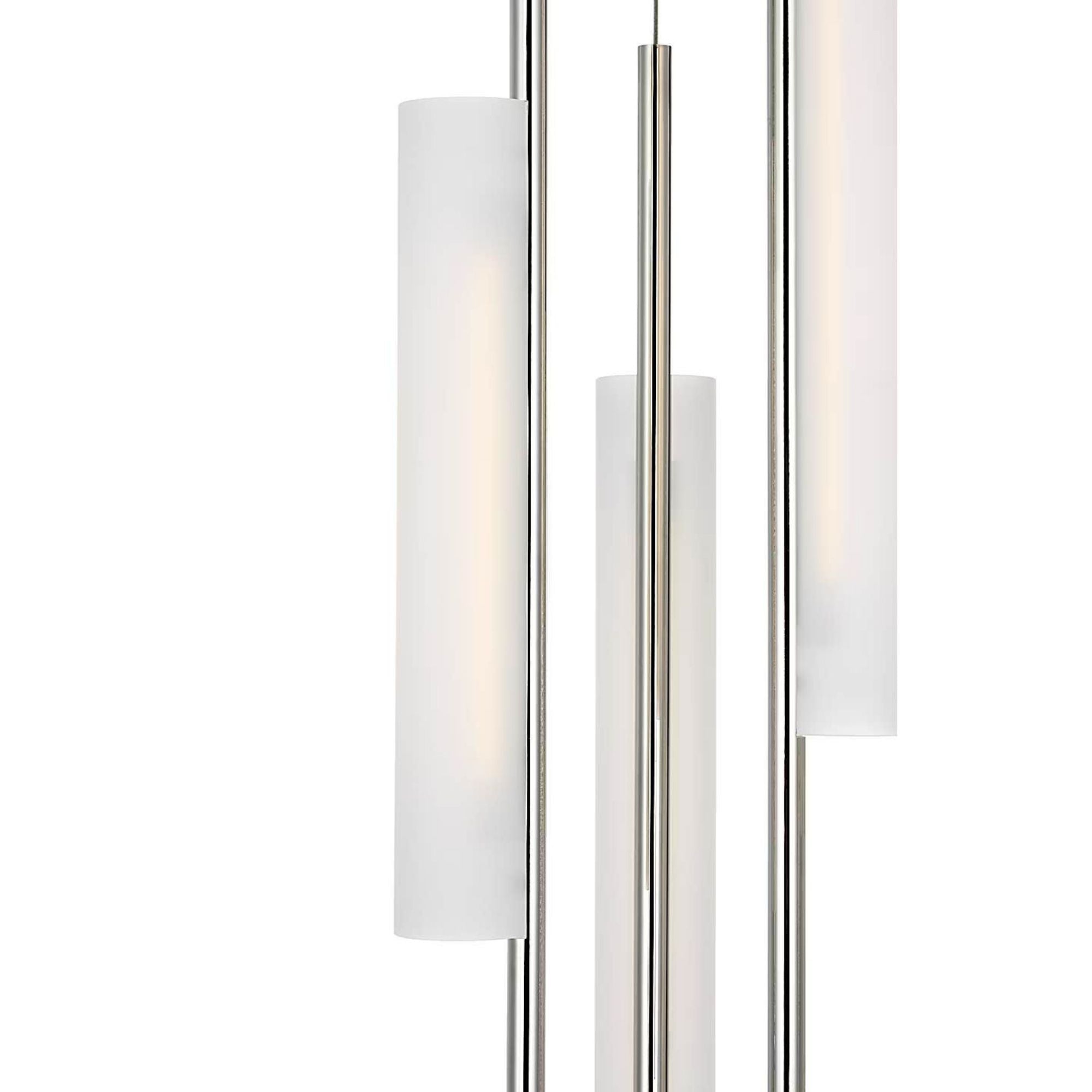Barbara Barry Windchime 17" 5 Light Chandelier in Polished Nickel with Soft Etched Glass W17.25"
