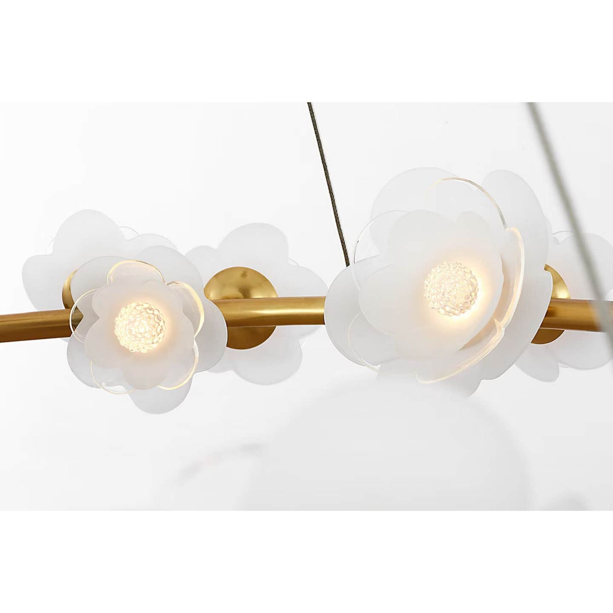 Barbara Barry Petaluma 35" Ring Chandelier in Soft Lacquered Brass with Etched and Clear Glass Flowers W34.5"