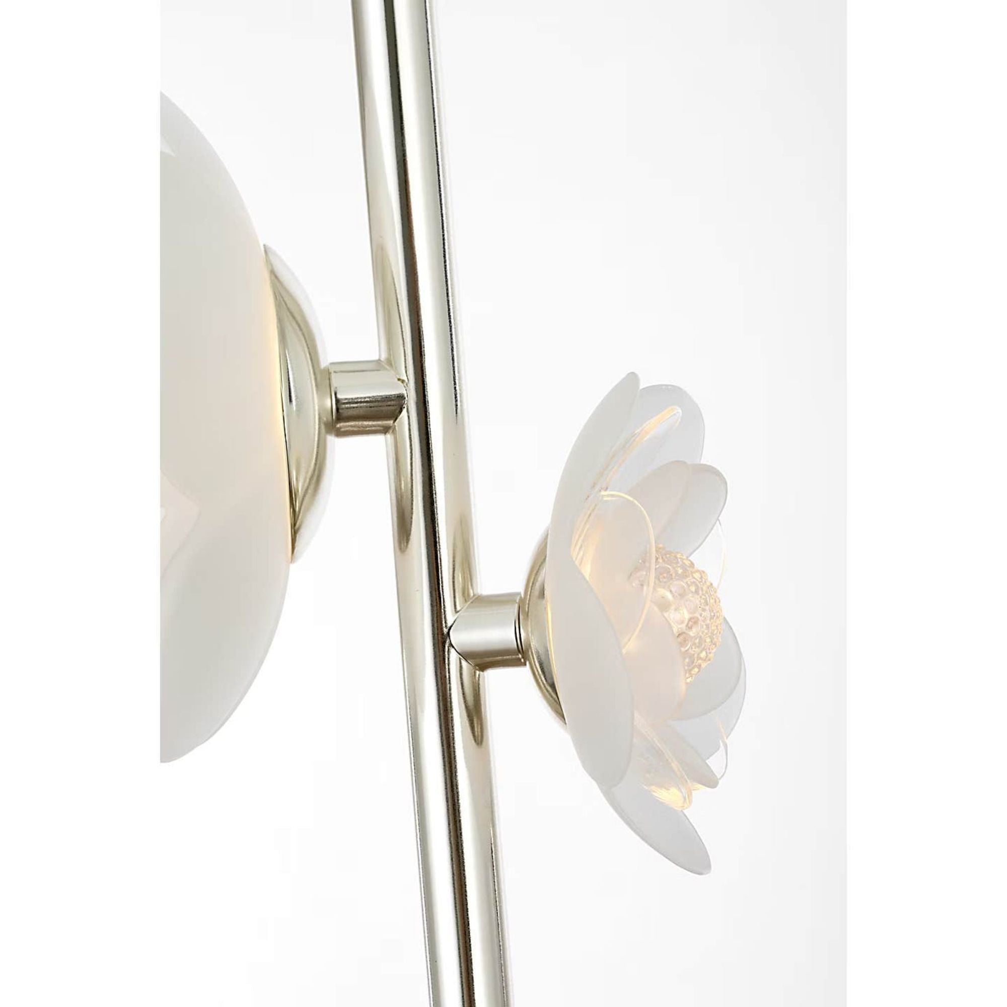 Barbara Barry Petaluma 7" Vertical Pendant in Soft Silver with Etched and Clear Glass Flowers W7.25"