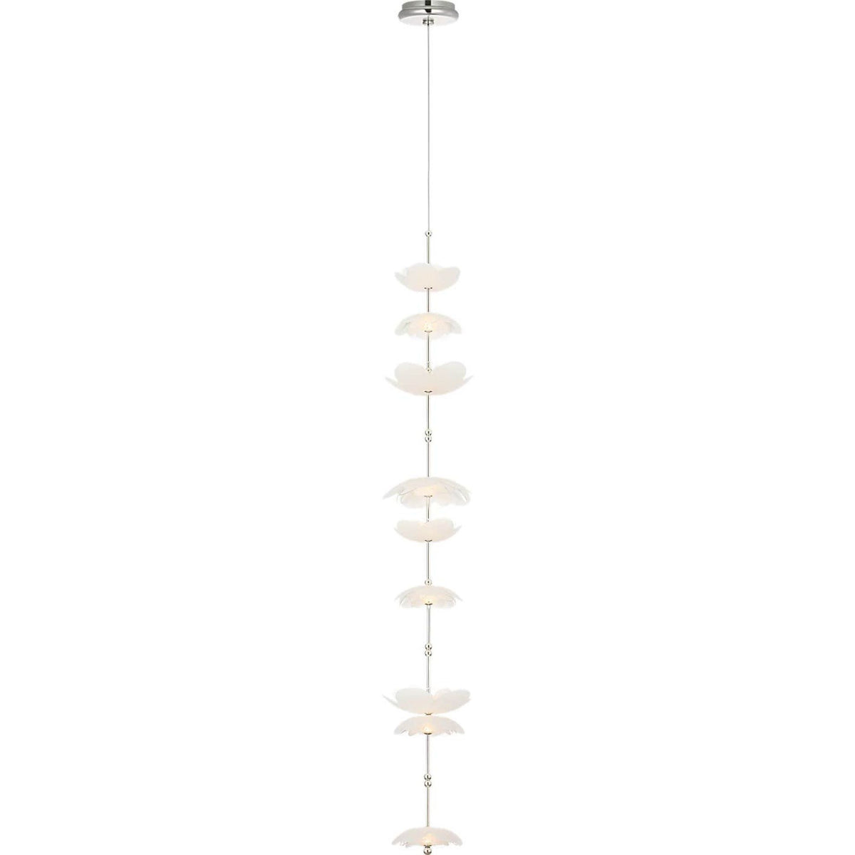 Barbara Barry Petaluma 7" Cascading Pendant in Soft Silver with Etched and Clear Glass Flowers W7.25"