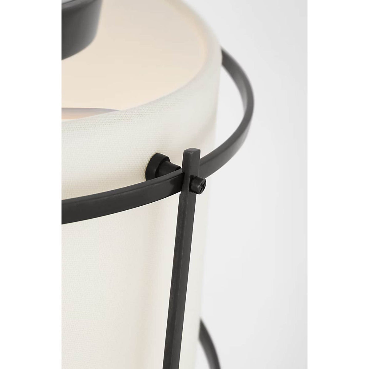 Carrier and Company Callaway 18" Flush Mount in Bronze with Linen Shade and Frosted Acrylic W17.25" x H6.5"