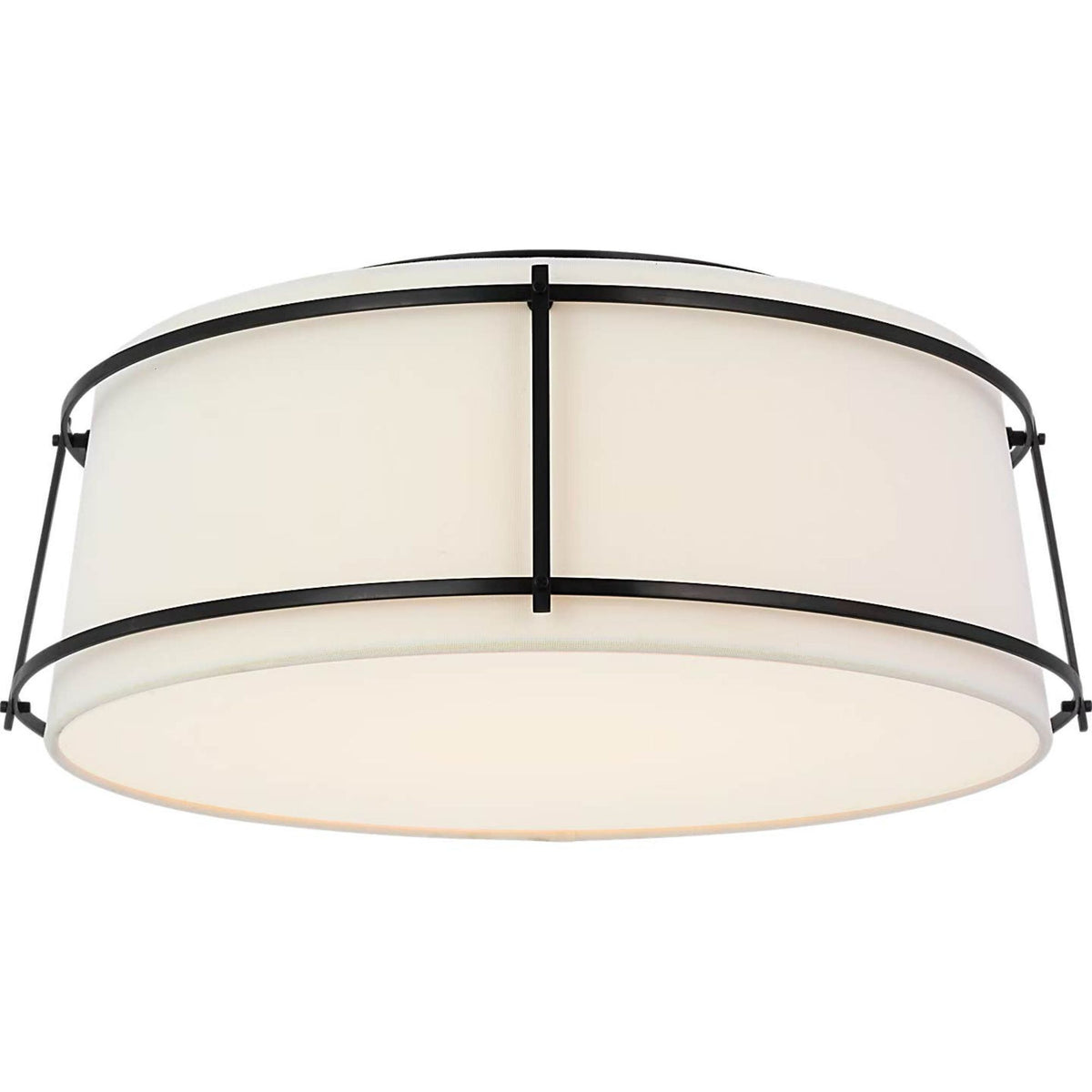 Carrier and Company Callaway 18" Flush Mount in Bronze with Linen Shade and Frosted Acrylic W17.25" x H6.5"