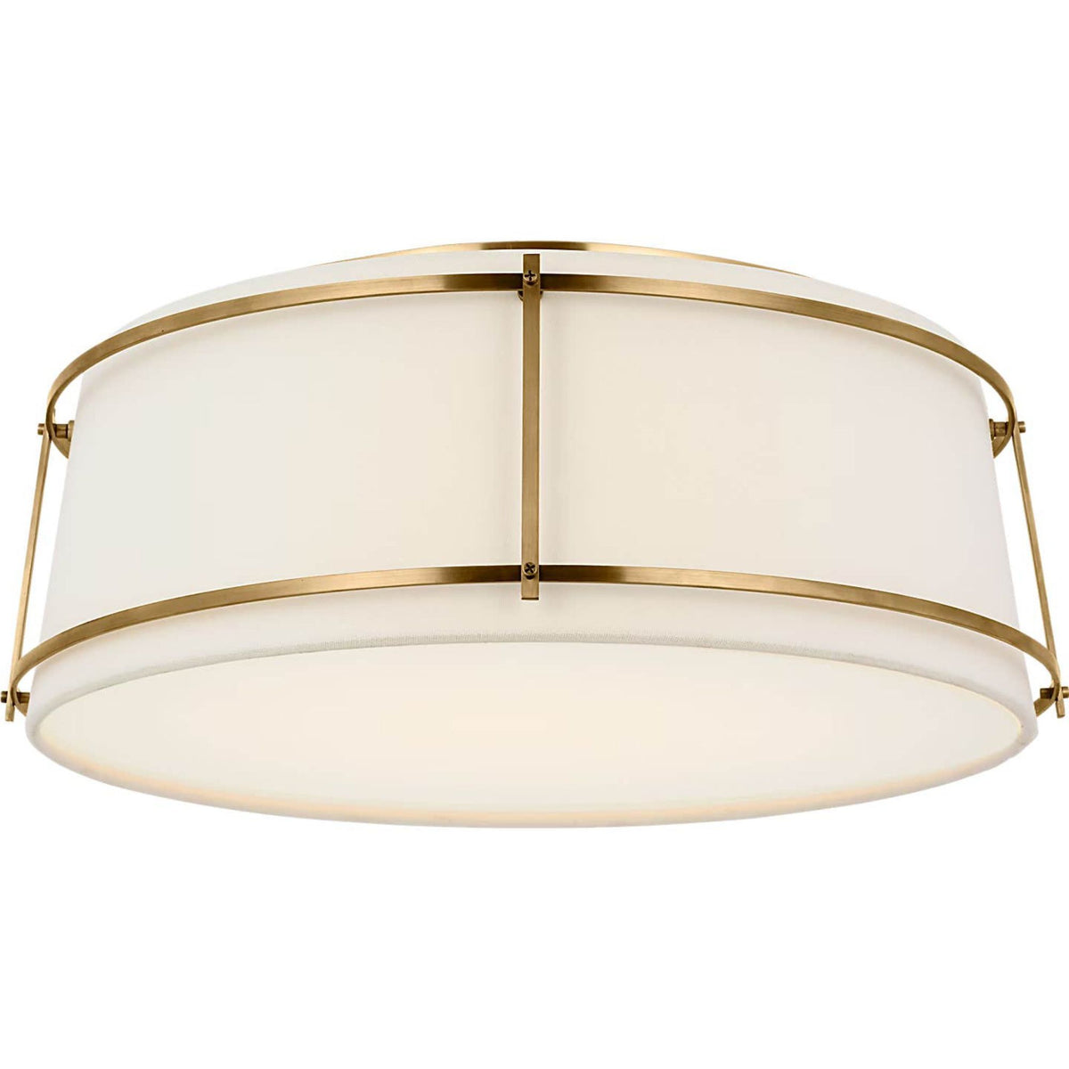 Carrier and Company Callaway 22" Flush Mount in Polished Nickel with Linen Shade and Frosted Acrylic W22.25" x H7"