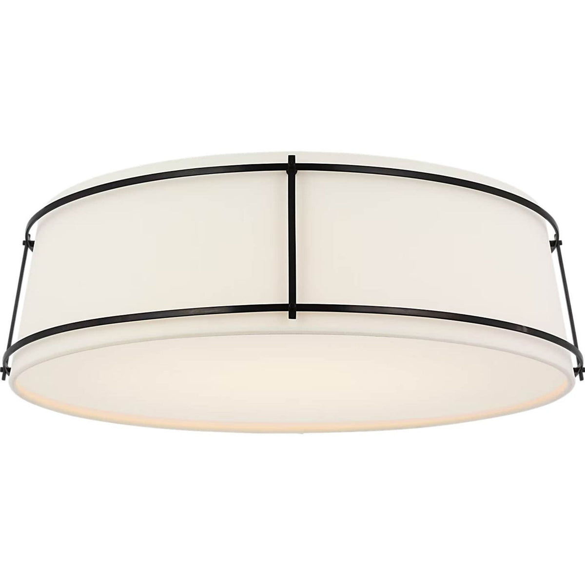 Carrier and Company Callaway 22" Flush Mount in Polished Nickel with Linen Shade and Frosted Acrylic W22.25" x H7"