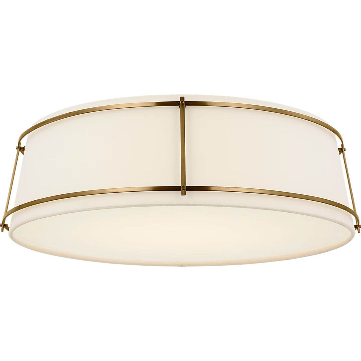 Carrier and Company Callaway 22" Flush Mount in Polished Nickel with Linen Shade and Frosted Acrylic W22.25" x H7"