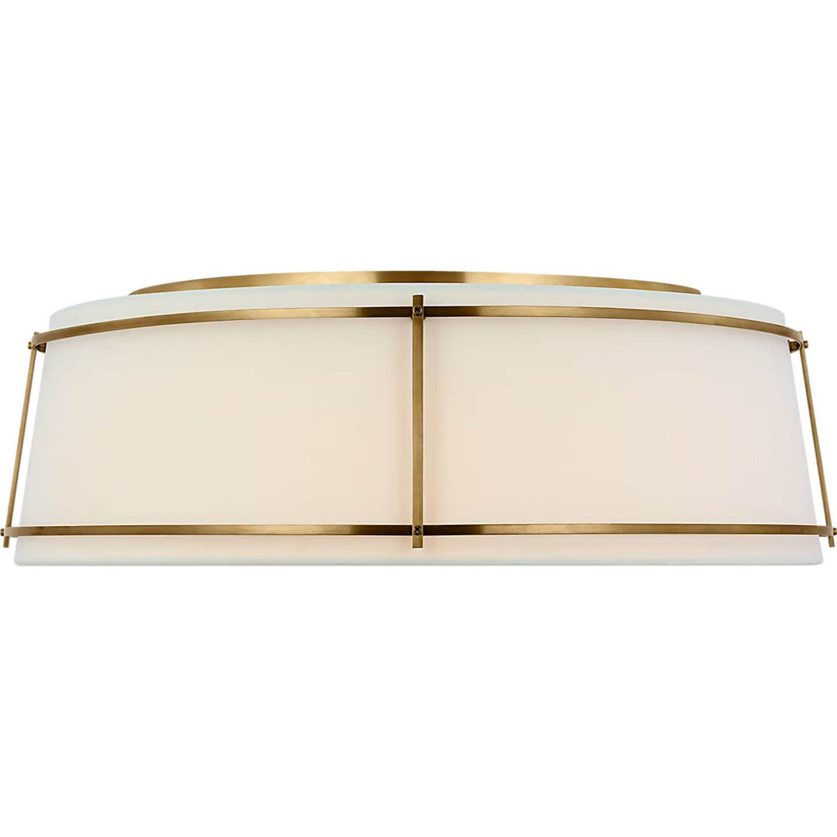 Carrier and Company Callaway 22" Flush Mount in Polished Nickel with Linen Shade and Frosted Acrylic W22.25" x H7"