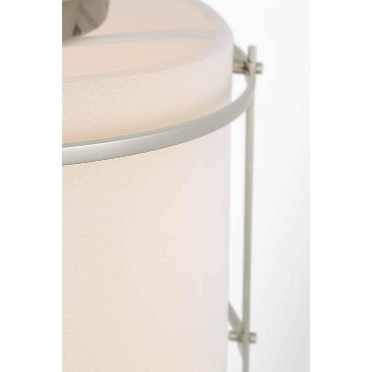 Carrier and Company Callaway 22" Flush Mount in Polished Nickel with Linen Shade and Frosted Acrylic W22.25" x H7"