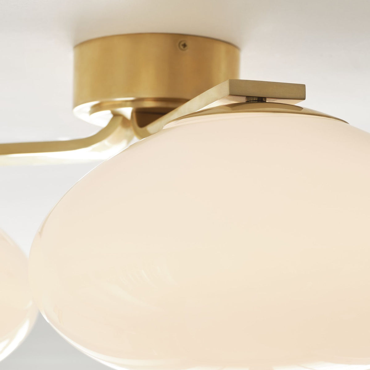 Champalimaud Marisol XL Triple Flush Mount in Soft Brass with White Glass W26.75" x H10"