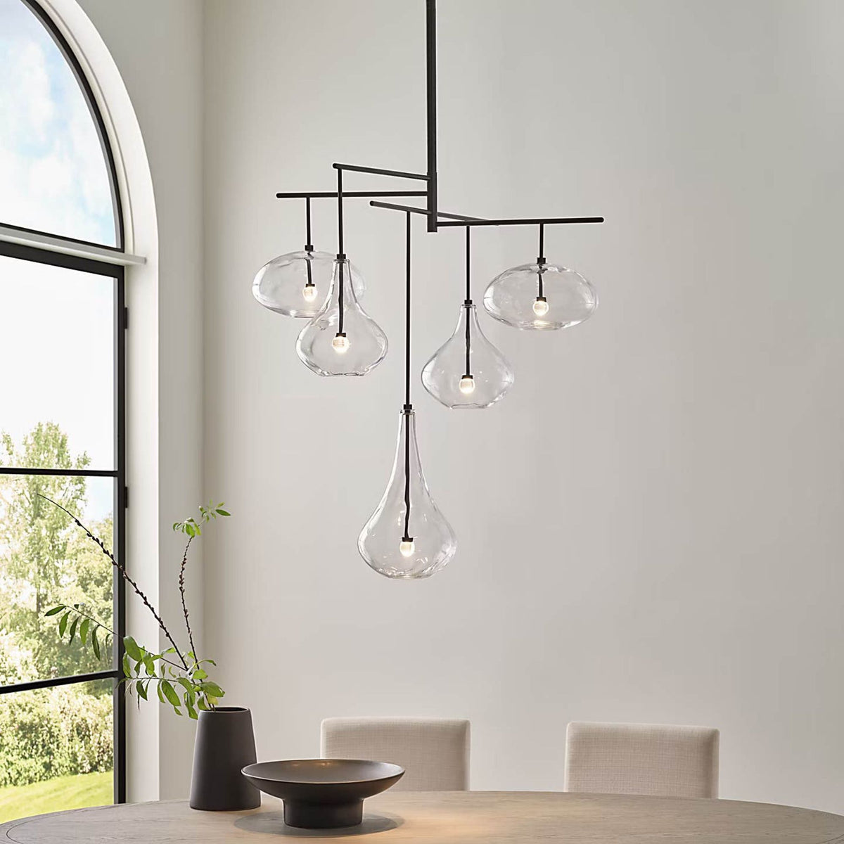 Champalimaud Lomme XL Chandelier in Gun Metal with Clear Glass W38.25"