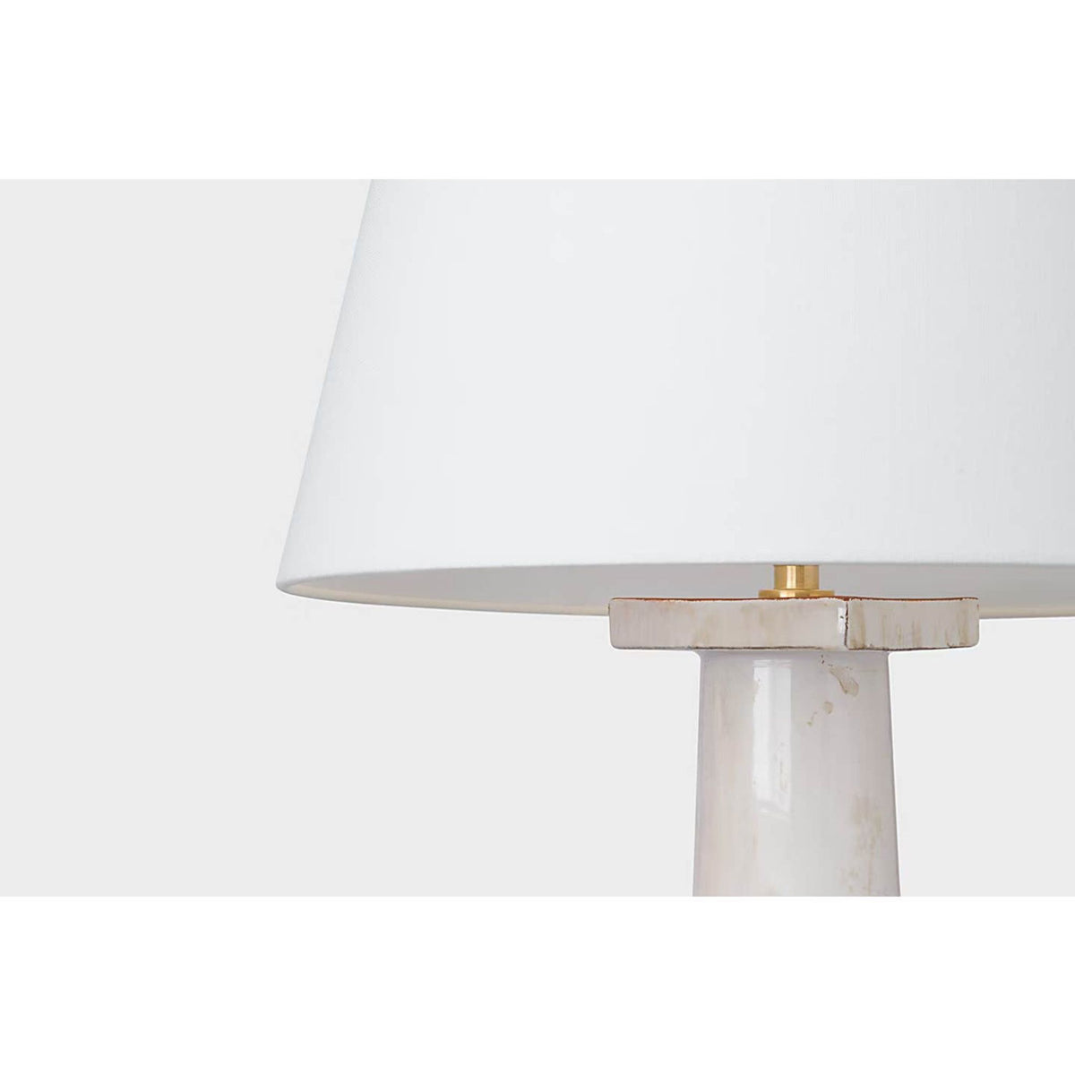 Chapman & Myers Colonne Large Balustrade Table Lamp in Glossy White Crackle with Linen Shade W17" x H27.75"