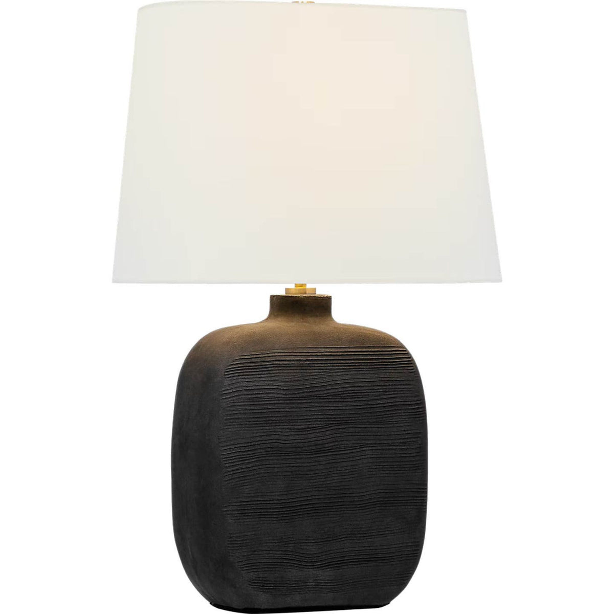 Chapman & Myers Pemba Medium Combed Table Lamp in Chimney Black with Linen Shade W16" x H24.75"