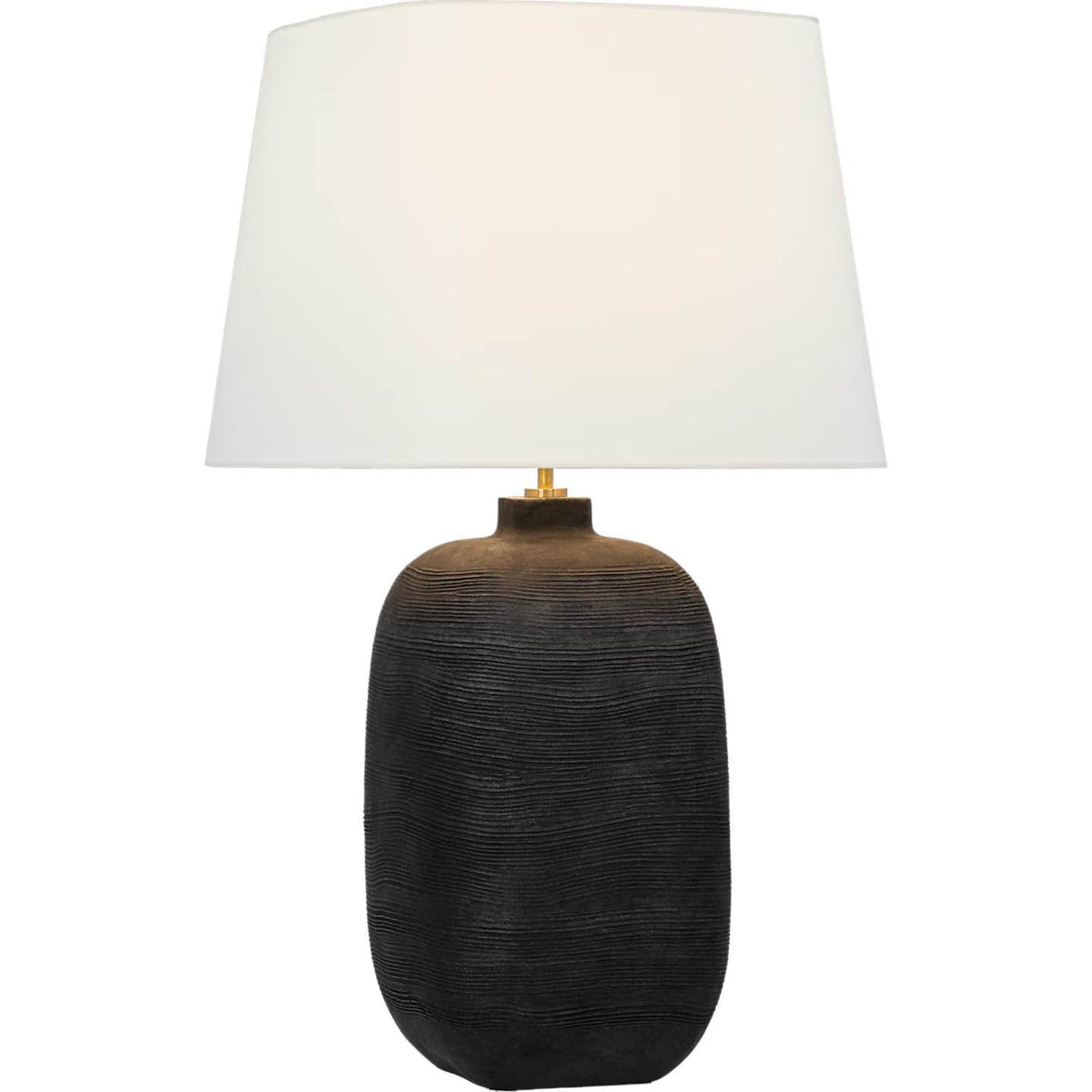 Chapman & Myers Pemba Large Combed Table Lamp in Chimney Black with Linen Shade W18" x H31.5"