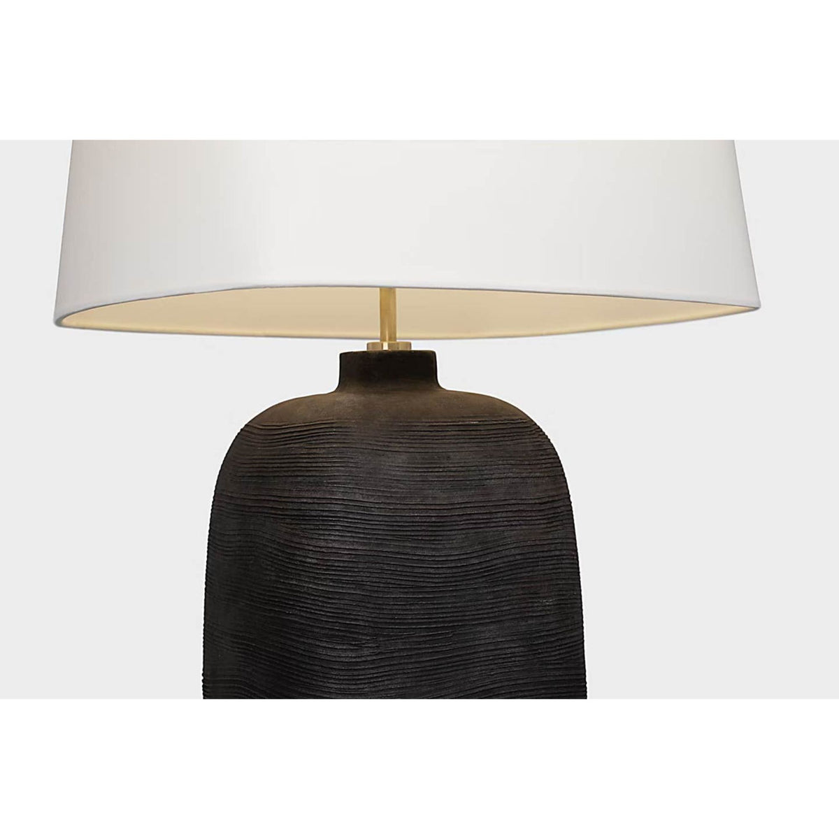 Chapman & Myers Pemba Large Combed Table Lamp in Chimney Black with Linen Shade W18" x H31.5"