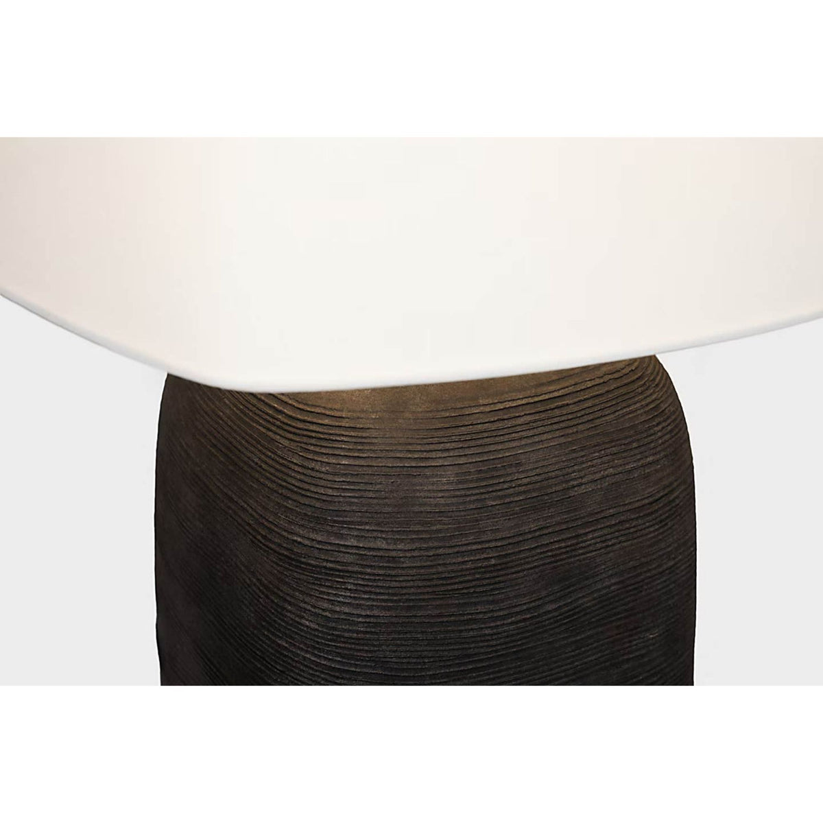Chapman & Myers Pemba Large Combed Table Lamp in Chimney Black with Linen Shade W18" x H31.5"