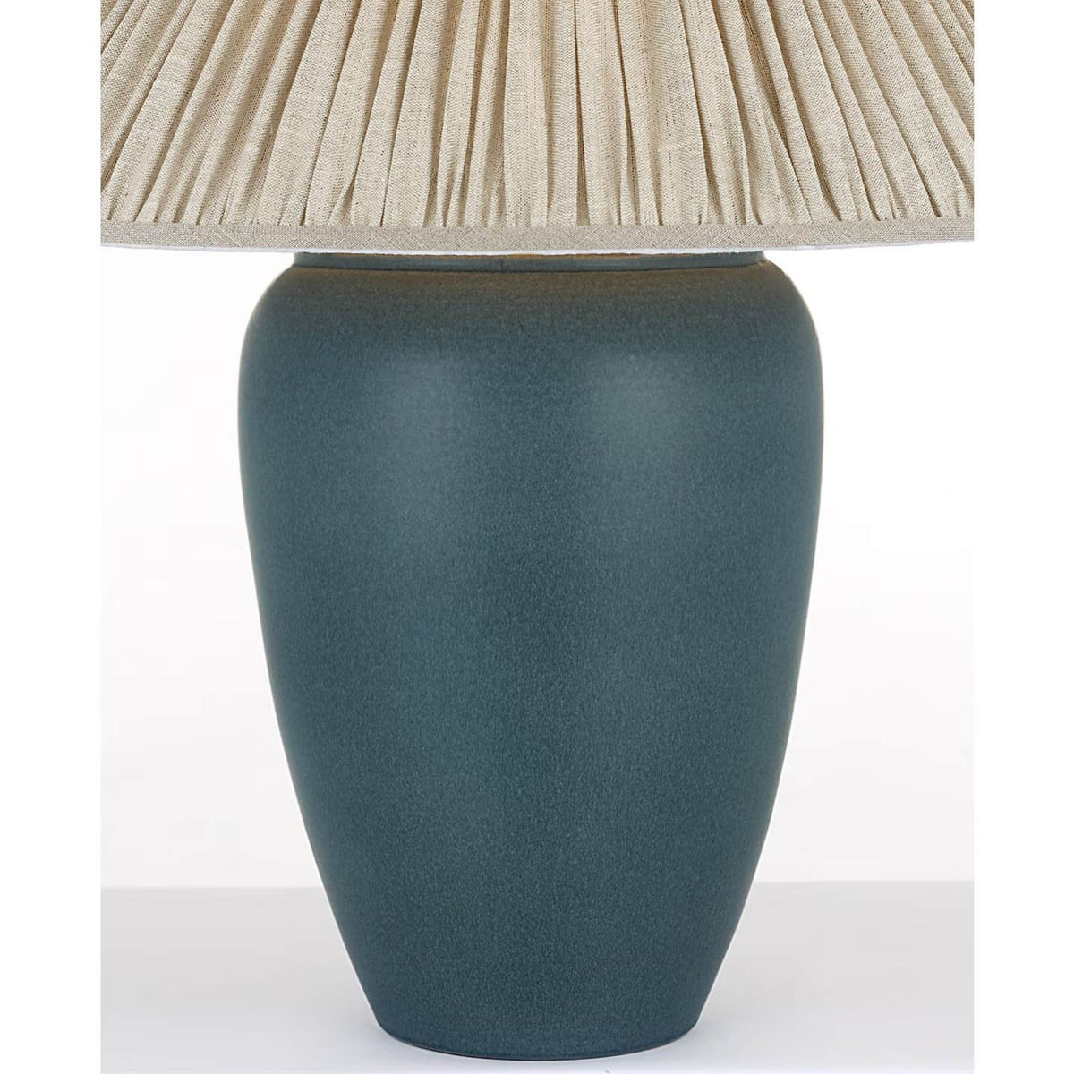 Chapman & Myers Anwen 23" Cordless Table Lamp in Indigo with Natural Linen Pleated Shade W20.5" x H23"