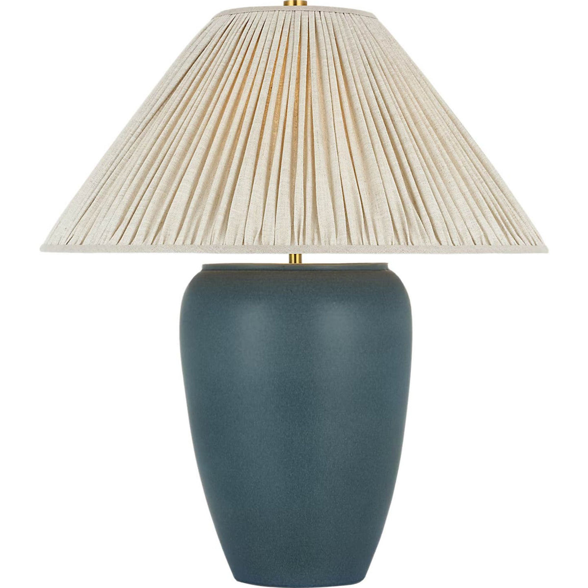 Chapman & Myers Anwen 23" Cordless Table Lamp in Indigo with Natural Linen Pleated Shade W20.5" x H23"