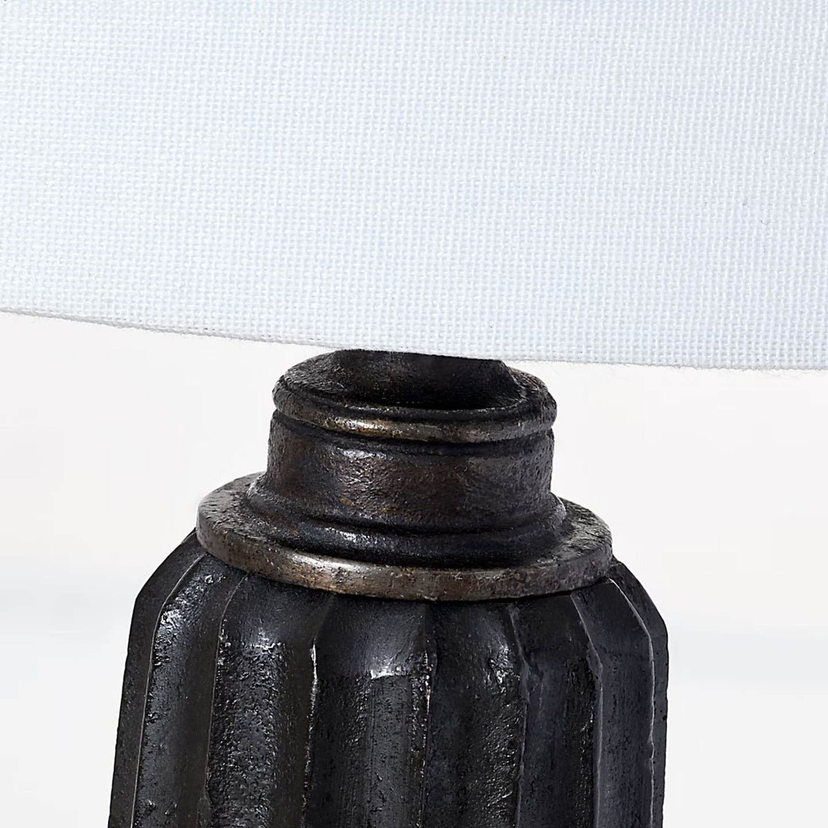 Chapman & Myers Fluted Spire Large Table Lamp in Aged Iron with Linen Shade W17" x H32.25"