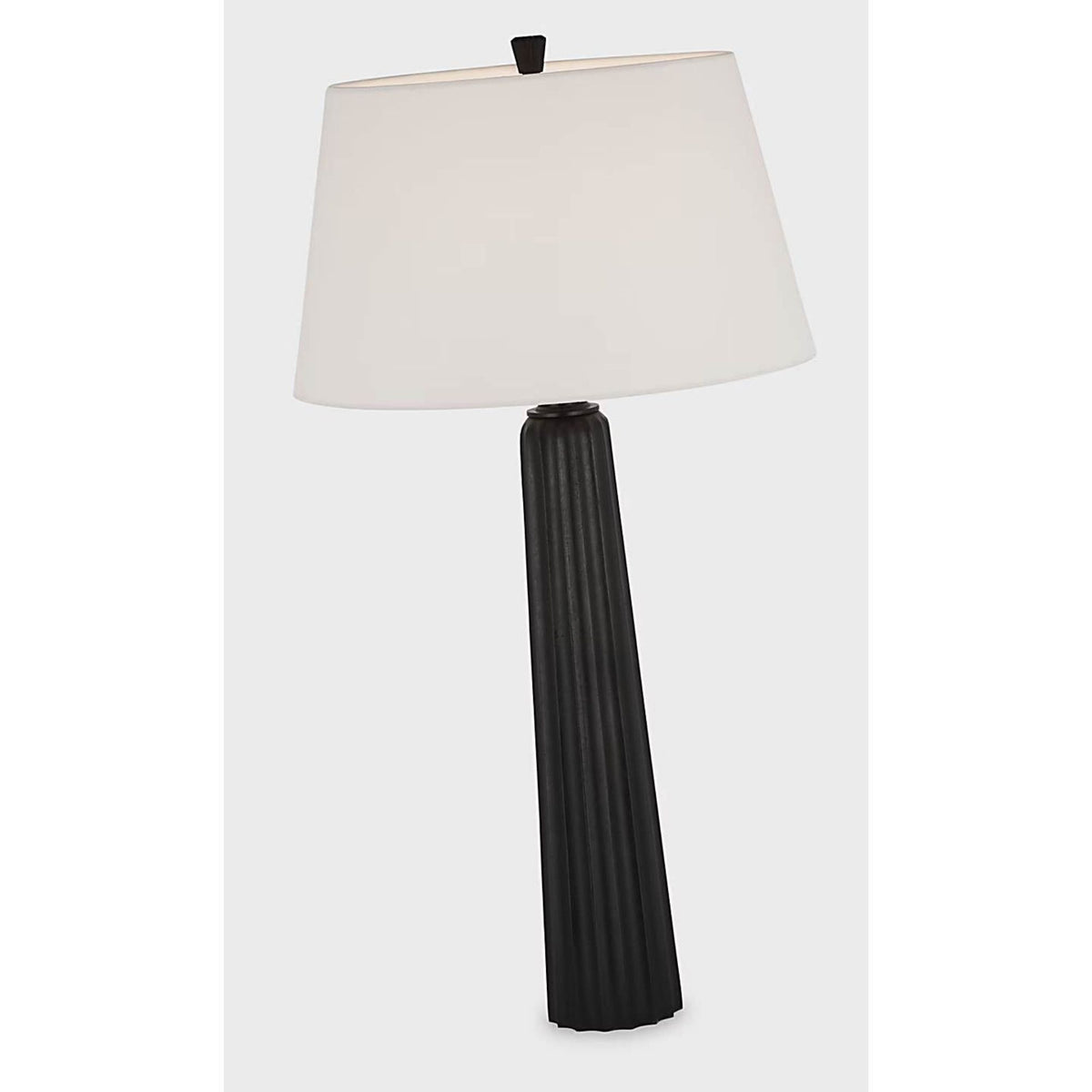 Chapman & Myers Fluted Spire Large Cordless Table Lamp in Aged Iron with Linen Shade W17" x H32.25"