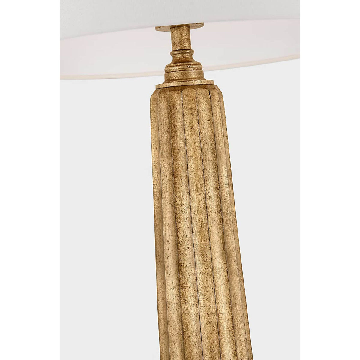 Chapman & Myers Fluted Spire Large Cordless Table Lamp in Gilded Iron with Linen Shade W17" x H32.25"