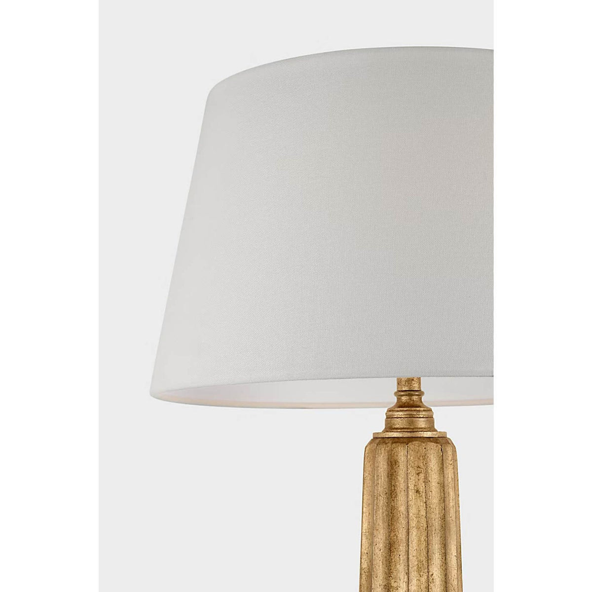 Chapman & Myers Fluted Spire Large Cordless Table Lamp in Gilded Iron with Linen Shade W17" x H32.25"