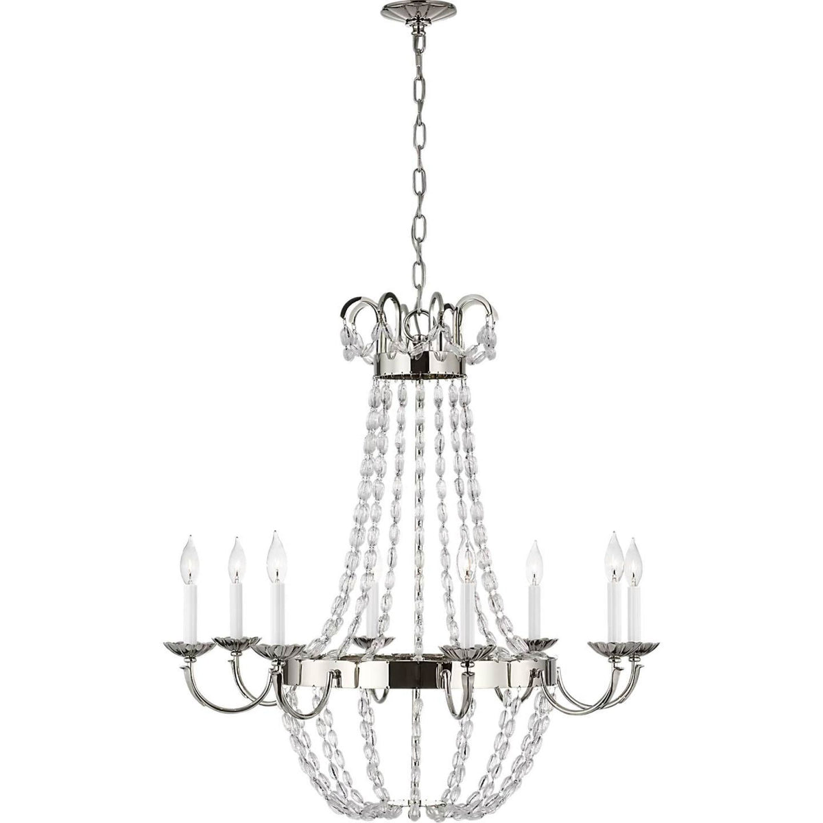 Chapman & Myers Paris Flea Market Large Chandelier in Polished Nickel with Seeded Glass W32.5" x H34"