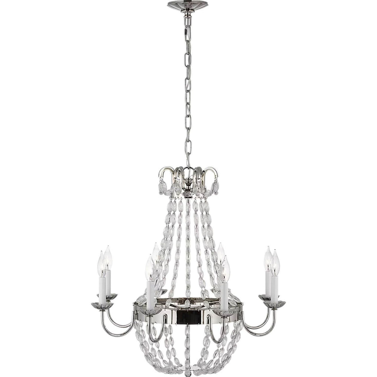 Chapman & Myers Paris Flea Market Medium Chandelier in Polished Nickel and Seeded Glass W24.75" x H26"