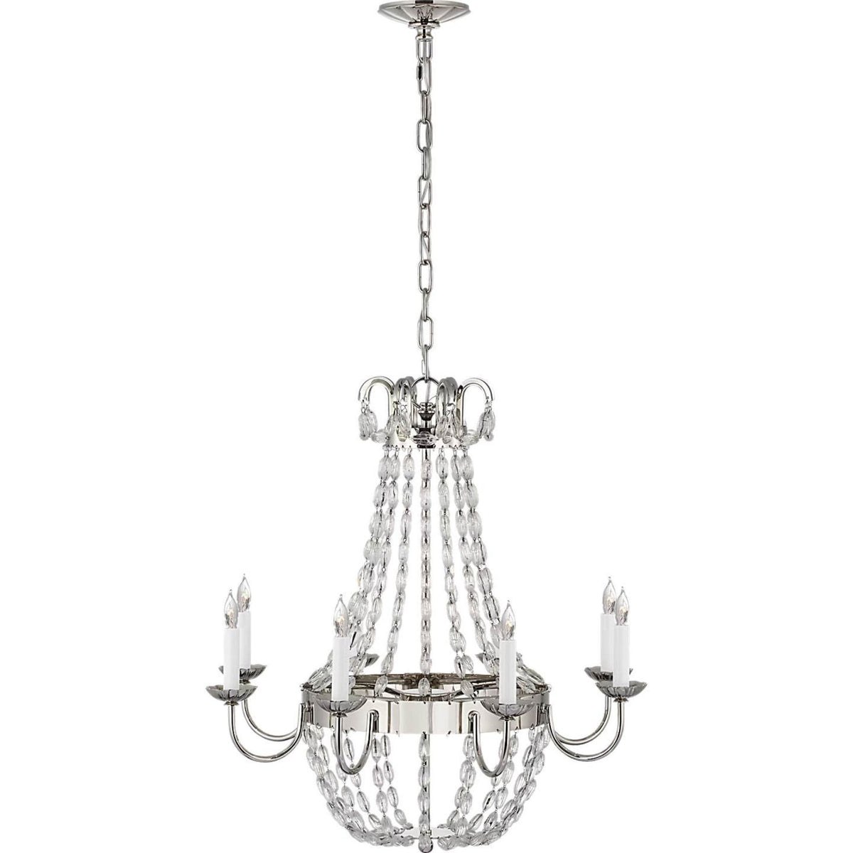 Chapman & Myers Paris Flea Market Medium Chandelier in Polished Nickel and Seeded Glass W24.75" x H26"