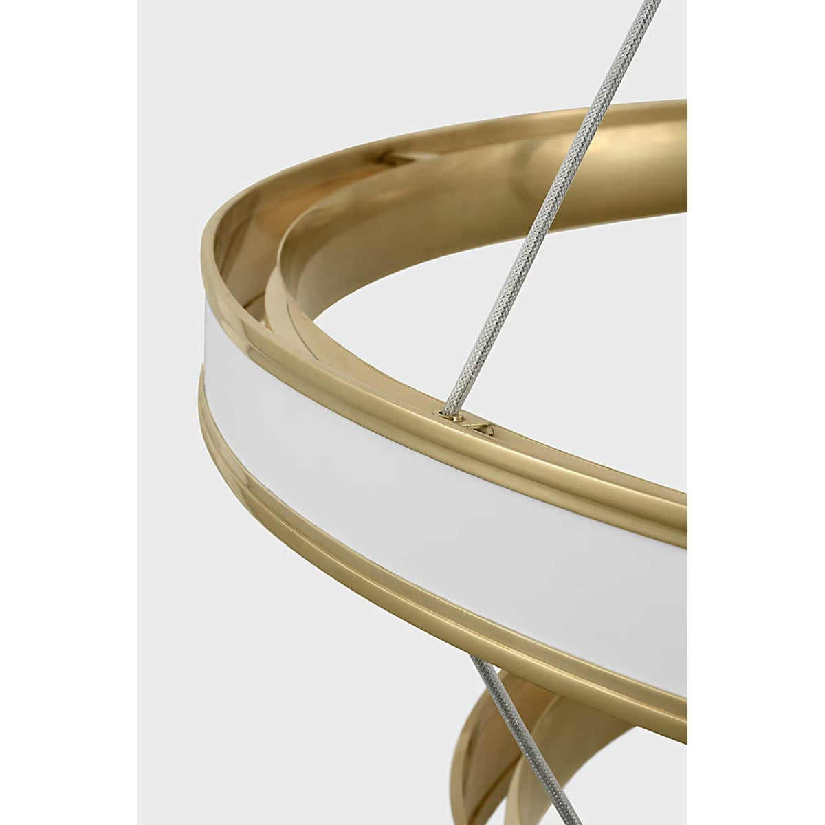 Chapman & Myers Connery 50" Two-Tier Ring Chandelier in Matte White and Antique-Burnished Brass W50.25"