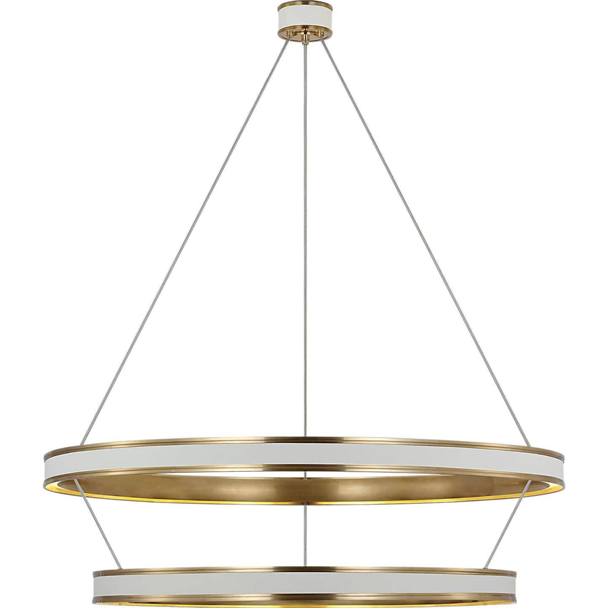 Chapman & Myers Connery 50" Two-Tier Ring Chandelier in Matte White and Antique-Burnished Brass W50.25"