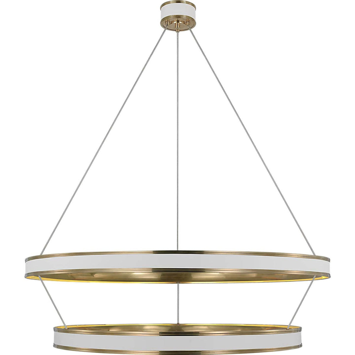 Chapman & Myers Connery 50" Two-Tier Ring Chandelier in Matte White and Antique-Burnished Brass W50.25"