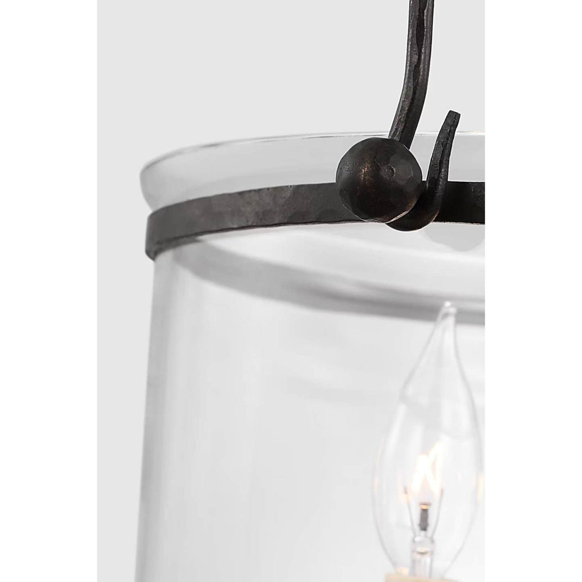 Chapman & Myers Lorford Small Smoke Bell Lantern in Aged Iron with Clear Glass W14" x H24"