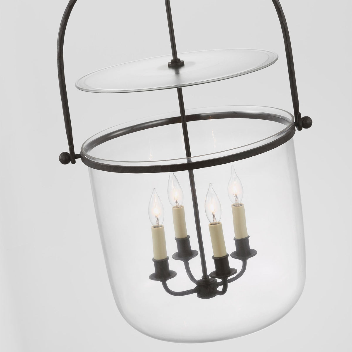 Chapman & Myers Lorford Smoke Bell Lantern in Aged Iron with Clear Glass W20" x H33.75"