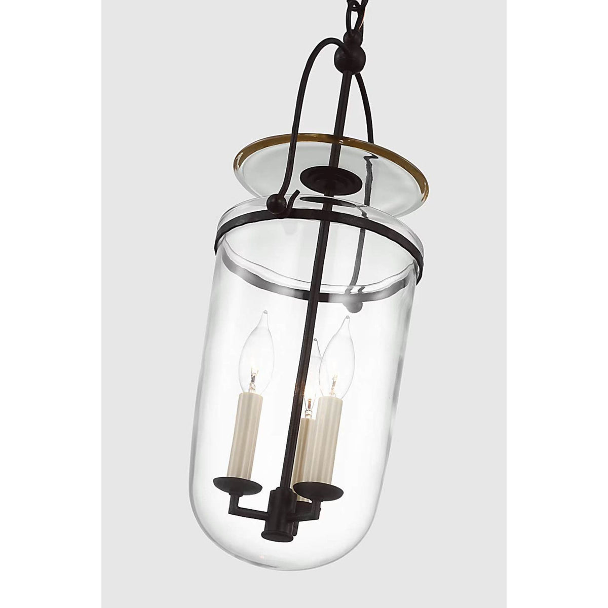 Chapman & Myers Lorford Tall Smoke Bell Lantern in Aged Iron with Clear Glass W10" x H22.75"