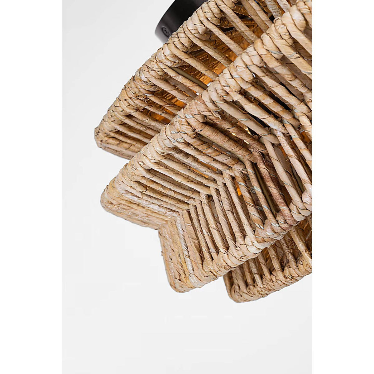 Chapman & Myers Antigua Large Drum Semi-Flush Mount in Bronze and Natural Abaca W16" x H8.25"
