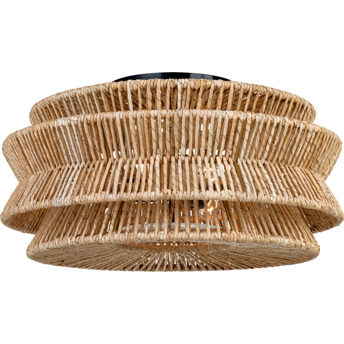 Chapman & Myers Antigua XL Drum Semi-Flush Mount in Bronze and Natural Abaca W23.25" x H12"