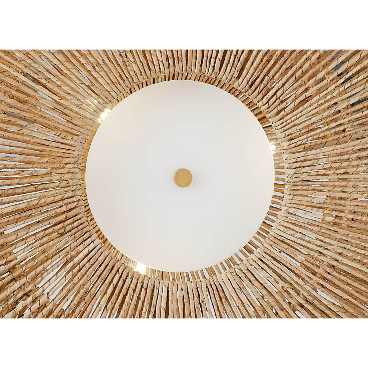 Chapman & Myers Antigua Grande Semi-Flush Mount in Antique-Burnished Brass and Natural Abaca W30" x H15.75"