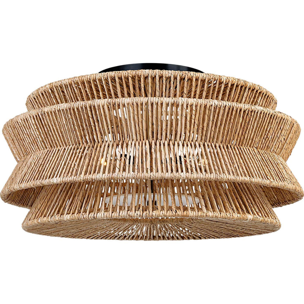 Chapman & Myers Antigua Grande Semi-Flush Mount in Bronze and Natural Abaca W30" x H15.75"