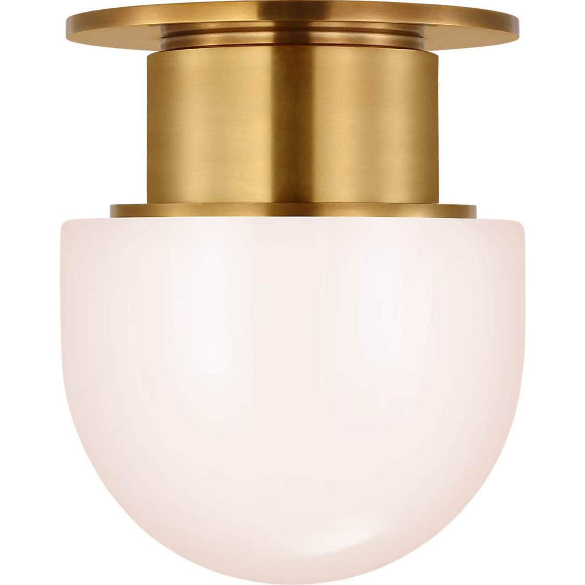 Chapman & Myers Callan 8" Flush Mount in Antique-Burnished Brass with White Glass Dome W8" x H9.5"