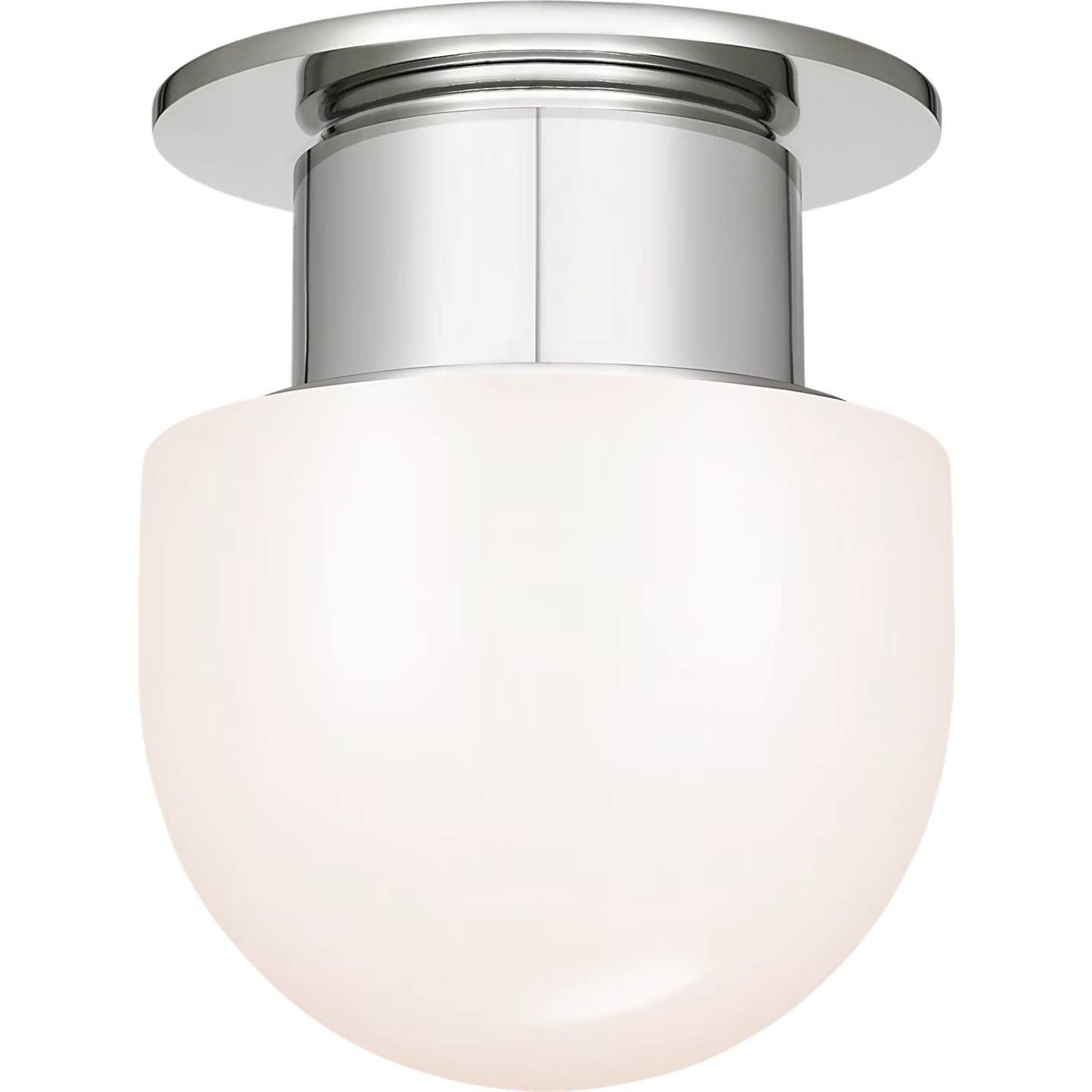 Chapman & Myers Callan 8" Flush Mount in Polished Nickel with White Glass Dome W8" x H9.5"