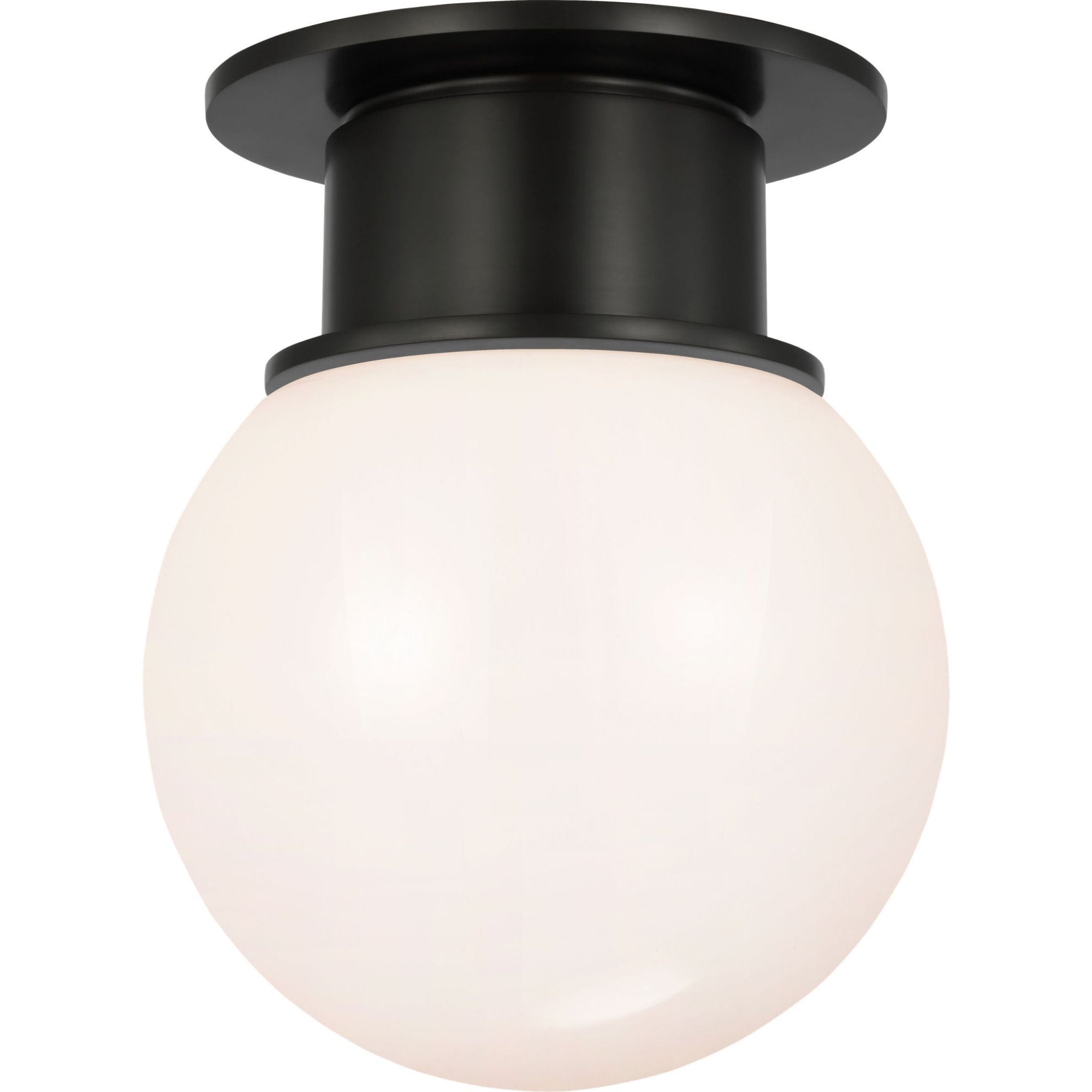 Chapman & Myers Callan 9" Flush Mount in Bronze with White Glass Globe W9" x H11"