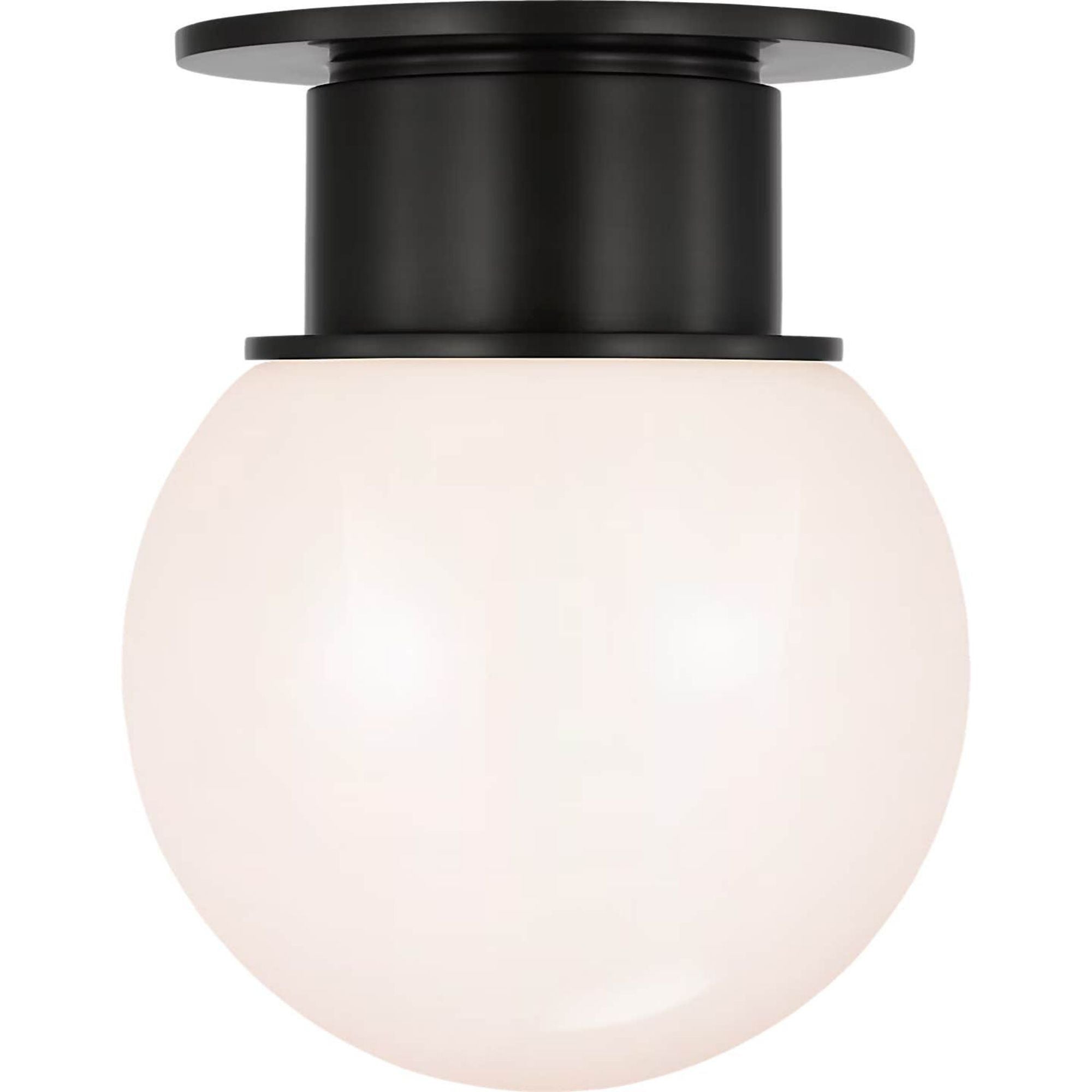 Chapman & Myers Callan 9" Flush Mount in Bronze with White Glass Globe W9" x H11"