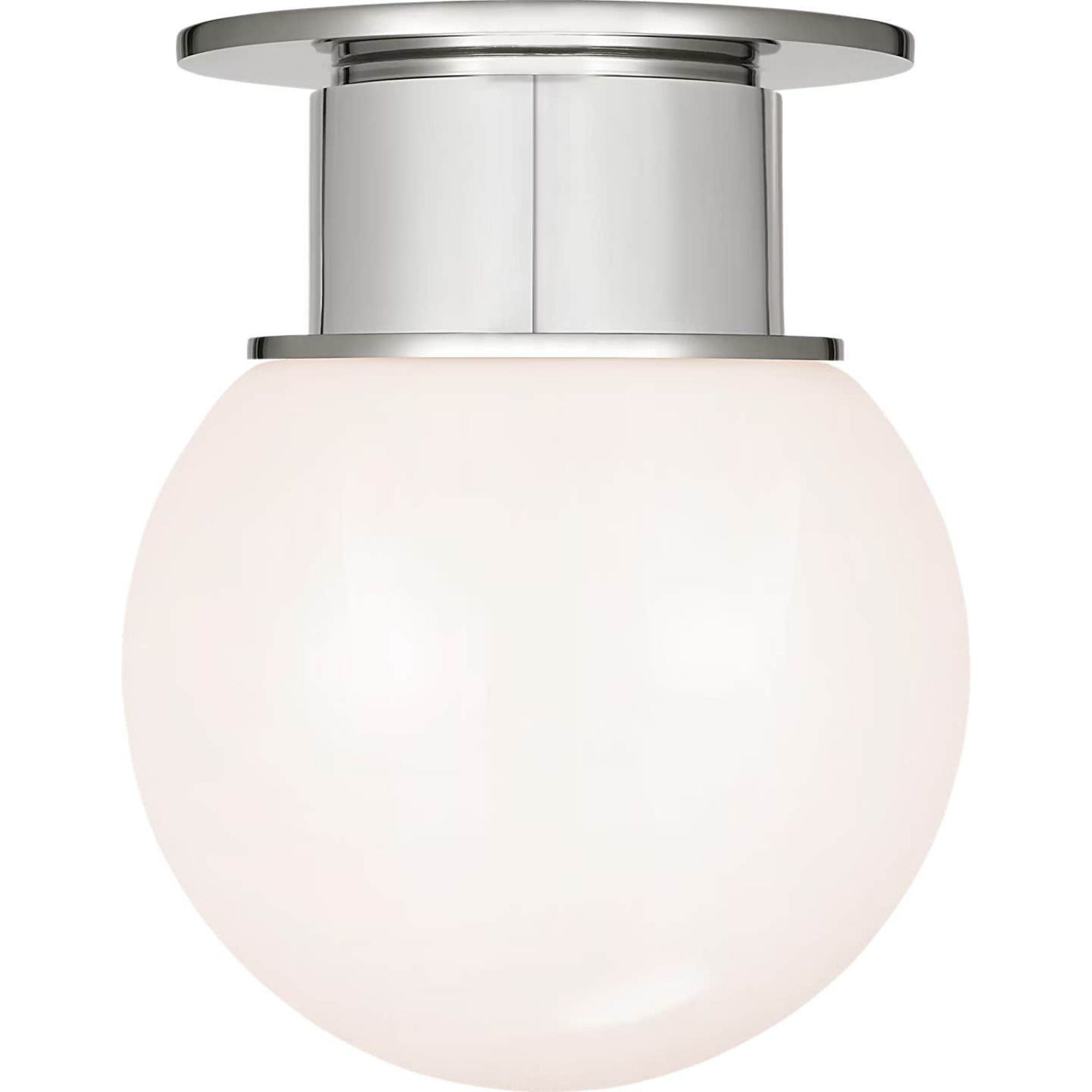 Chapman & Myers Callan 9" Flush Mount in Polished Nickel with White Glass Globe W9" x H11"
