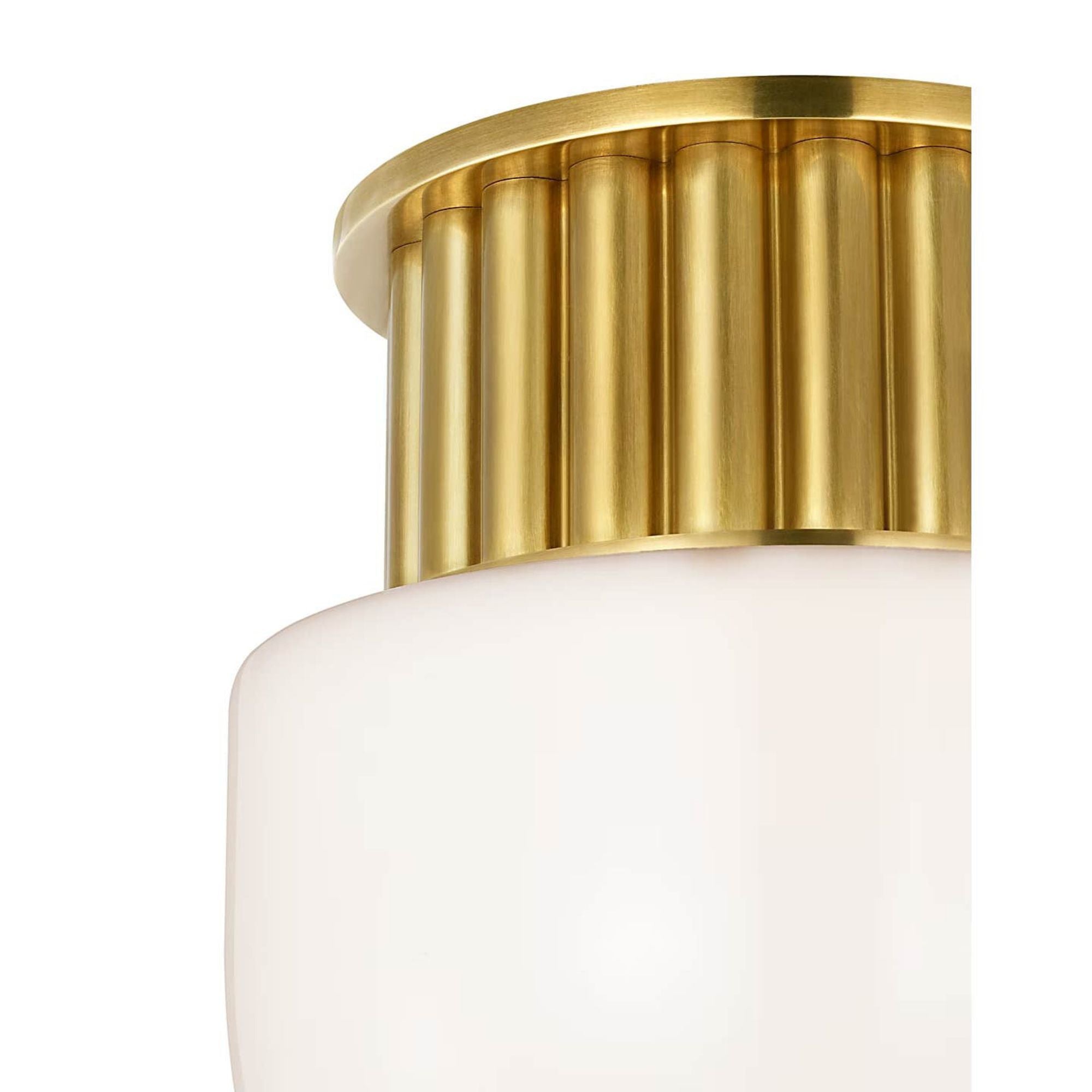 Chapman & Myers Nolan 8" Flush Mount in Antique-Burnished Brass with White Glass Dome W8" x H9.5"