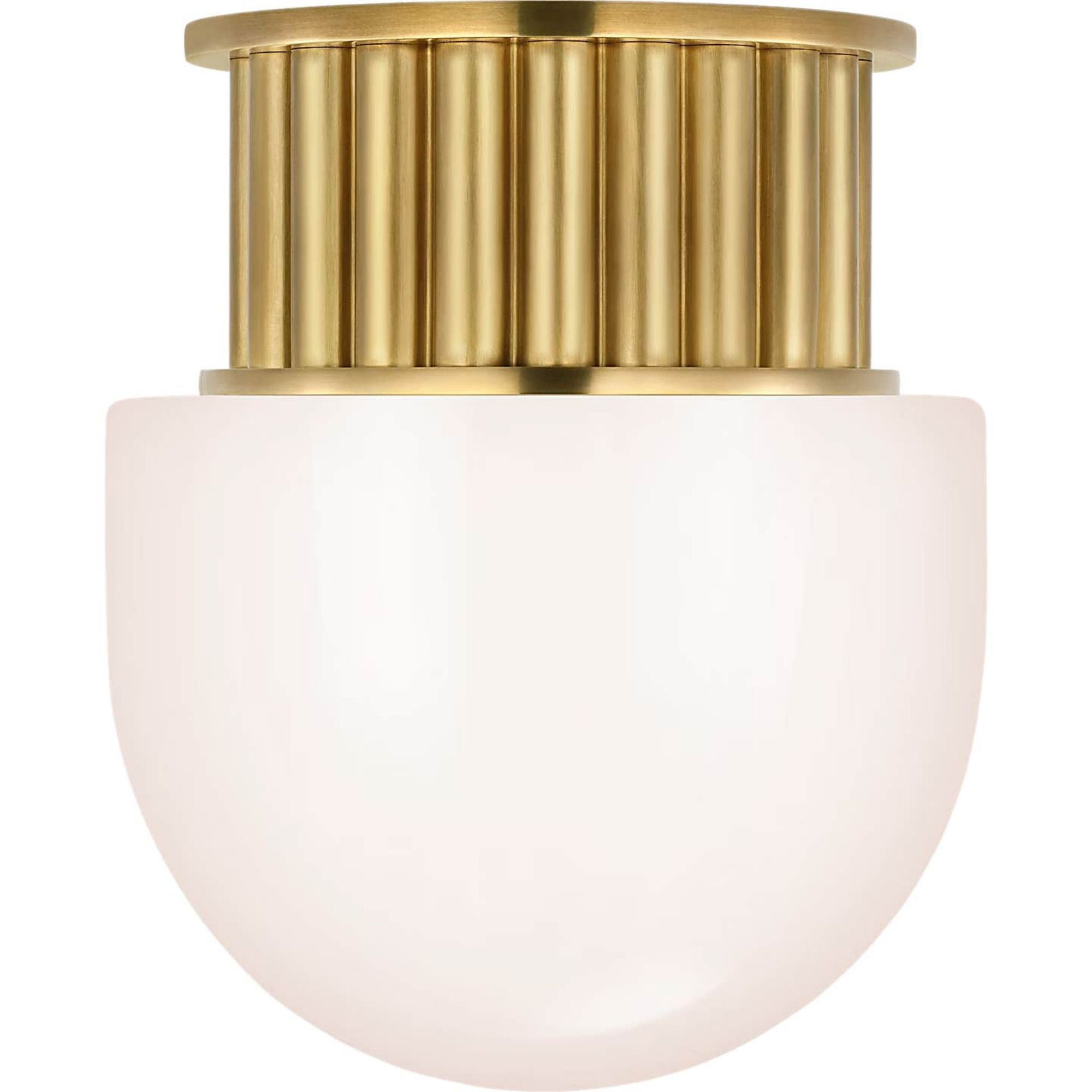 Chapman & Myers Nolan 8" Flush Mount in Antique-Burnished Brass with White Glass Dome W8" x H9.5"