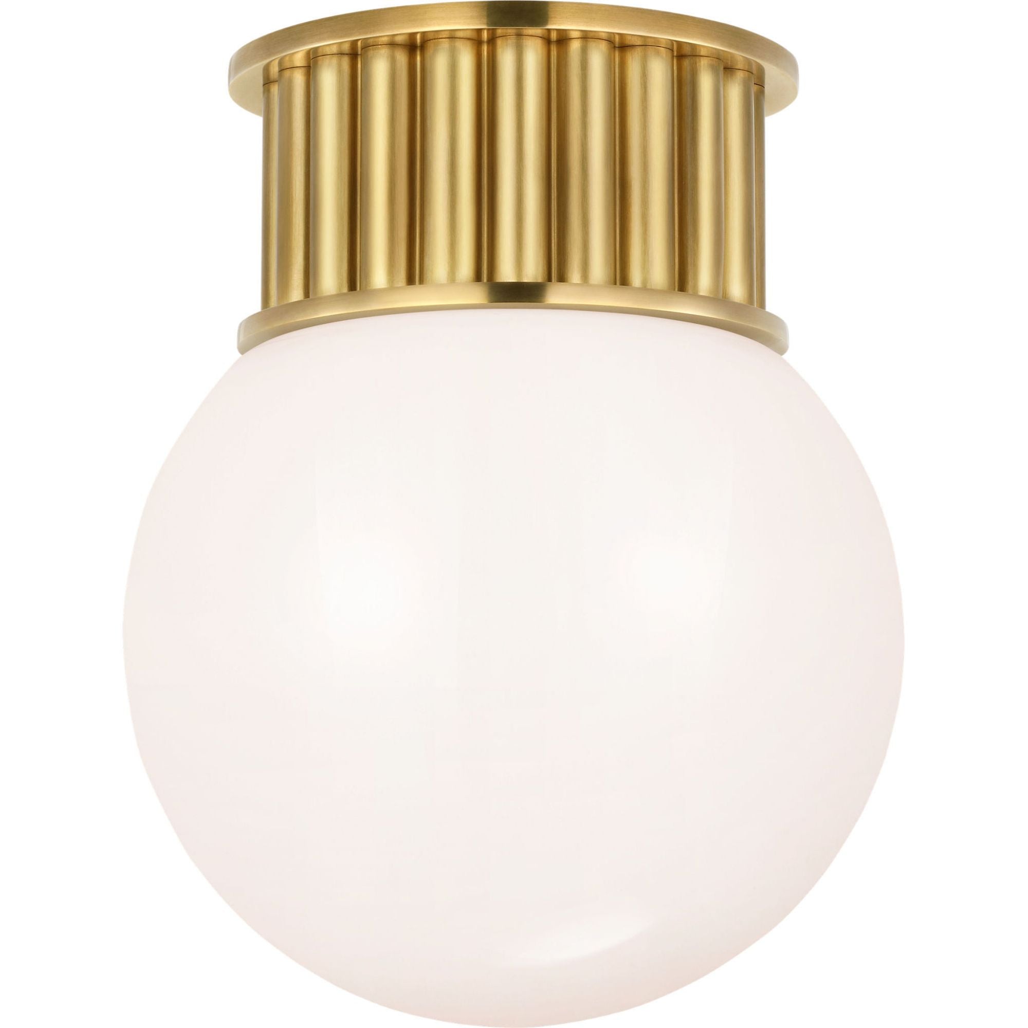 Chapman & Myers Nolan 9" Flush Mount in Antique-Burnished Brass with White Glass Globe W9" x H11"