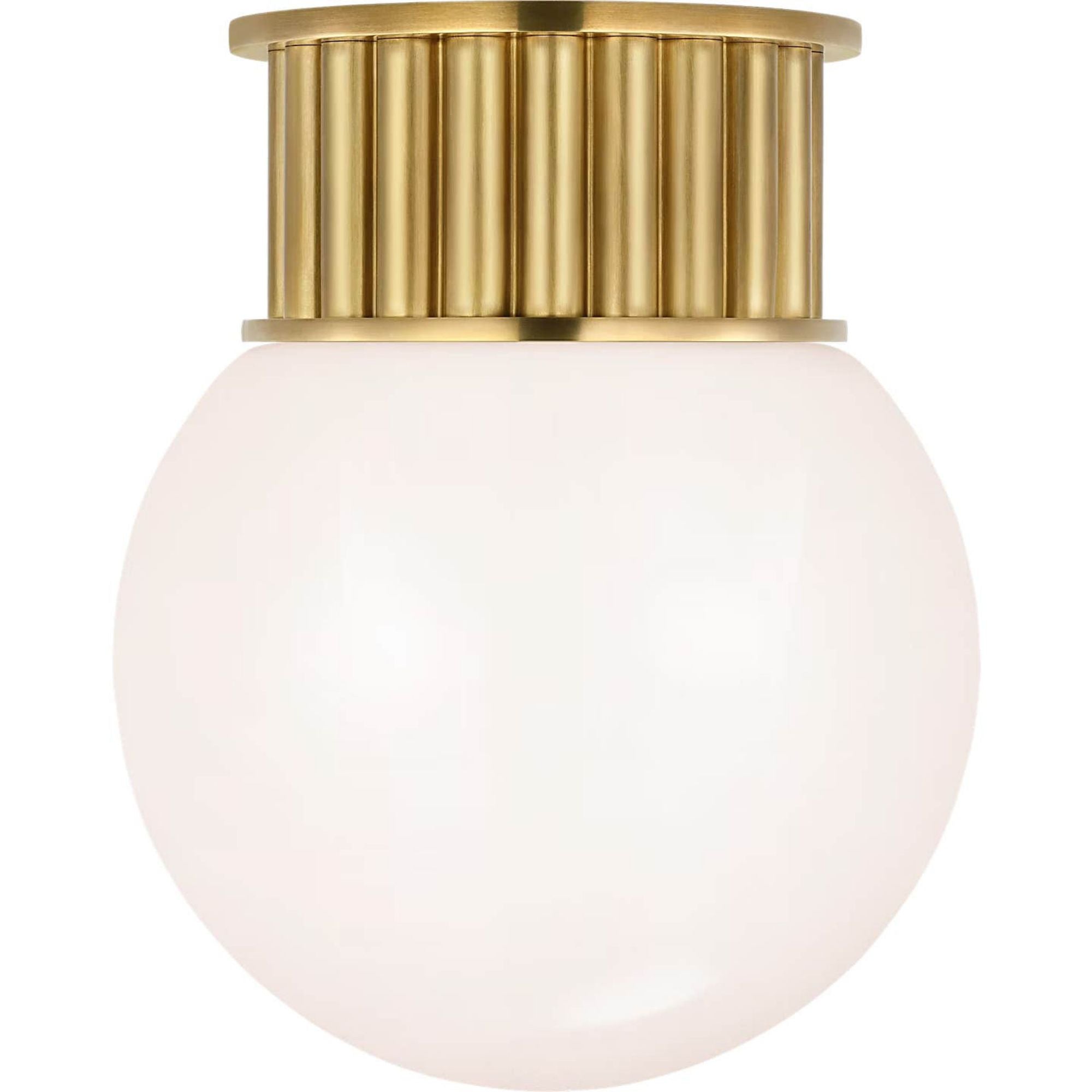 Chapman & Myers Nolan 9" Flush Mount in Antique-Burnished Brass with White Glass Globe W9" x H11"